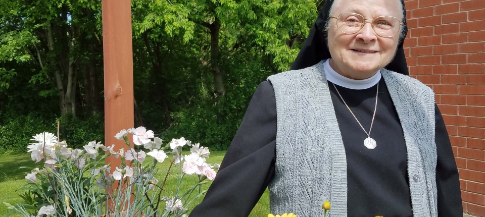Sister Therese in the Flower Gardens